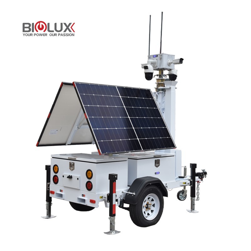 High-Efficiency Solar CCTV Trailer Green Security Showcase