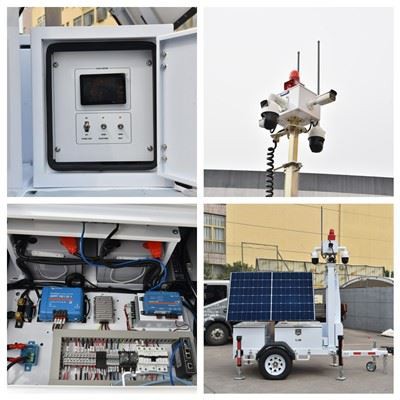 Mobile CCTV Trailer With Camera Solar Panel For Security