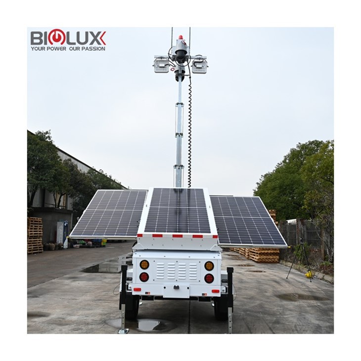 BIGLUX Mobile Hybrid Solar CCTV Surveillance Trailer Tower