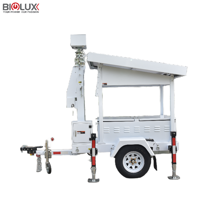 Mobile Solar CCTV Trailer With Pull-Out Design Solar Panels And Online Security Cameras