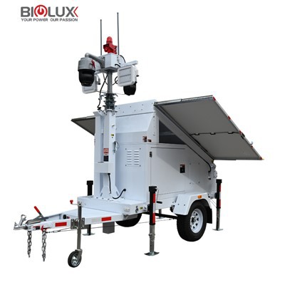 Mobile Solar Trailer With Generator&camera 3*435W For Security Site