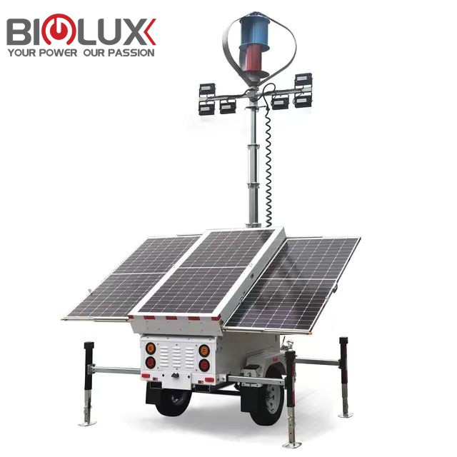 Mobile Solar Trailer With Wind Turbine