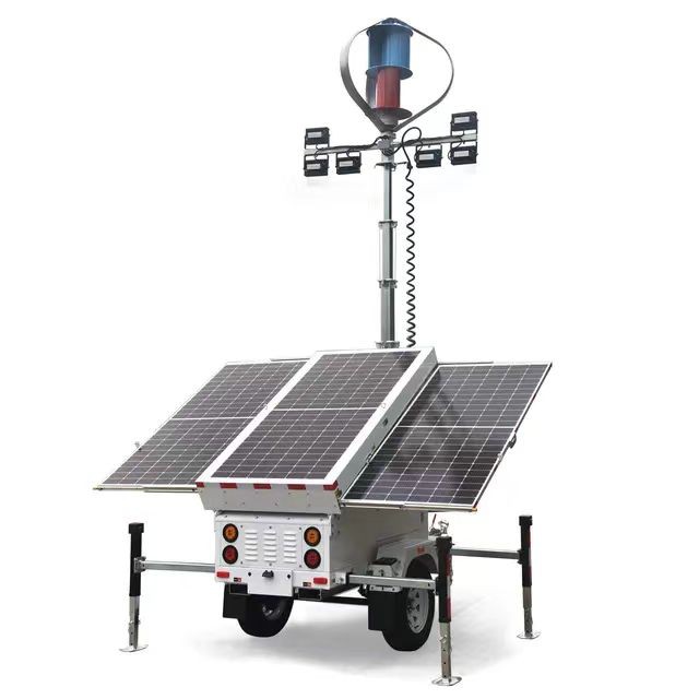 Mobile Solar Trailer With Wind Turbine