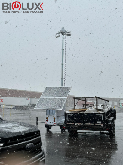 light tower in storm