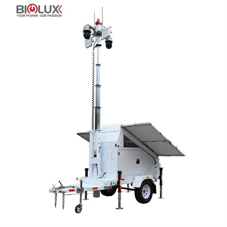 Solar-Gasoline Hybrid Mobile CCTV Trailer